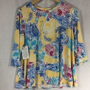 Jessica London NWT multi colored 3/4 length sleeves white with many patterns